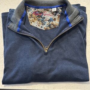 Robert Graham Blue and Gray Zip Up Sweater with Classic Design